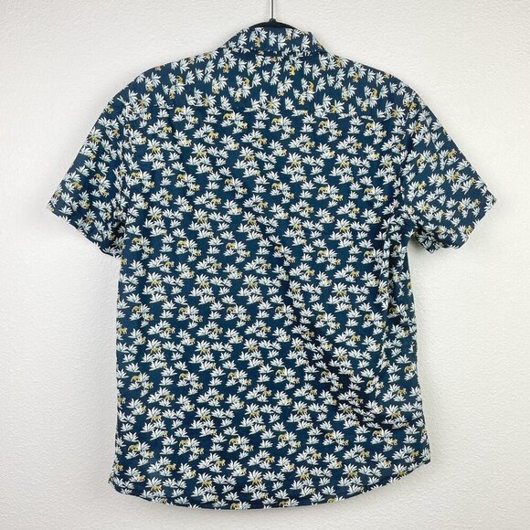 Slate & Stone Men's Medium Short Sleeve Button Down Shirt Top Tiger Agave Black - Picture 10 of 14